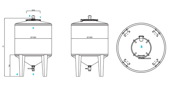 MTFC 1000 Stainless Conical Tank-0